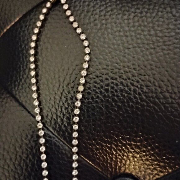 Silver tone Rhinestones Clear Sparkly Crystals Necklace Charms Pendant 7.5' - Picture 6 of 11